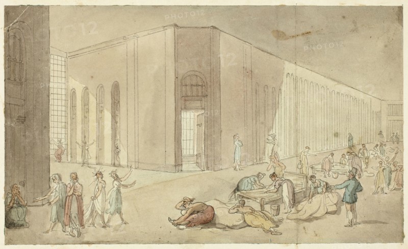 Study for St. Luke's Hospital, from Microcosm of London, c. 1809.