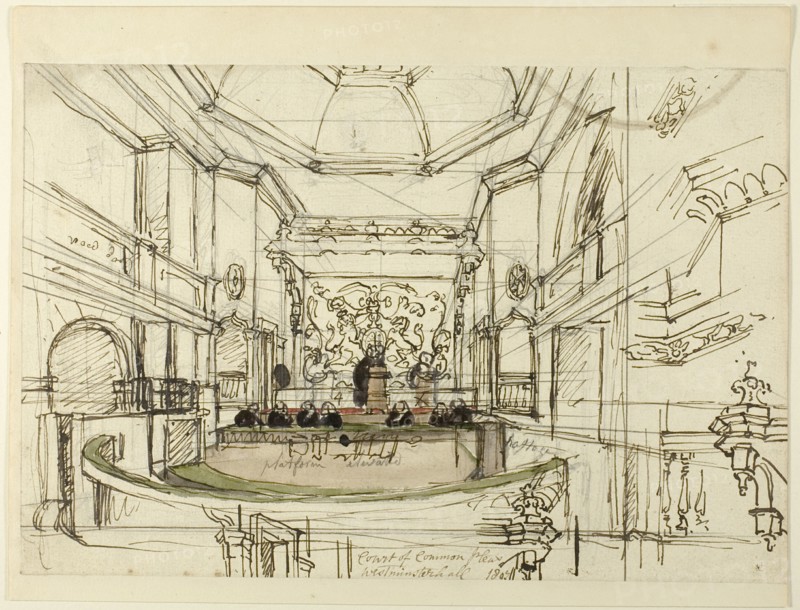 Study for Court of Common Pleas, Westminster Hall, from Microcosm of London, 1807.