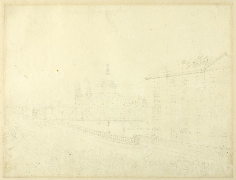 Study for Fire in London, from Microcosm of London, c. 1808.