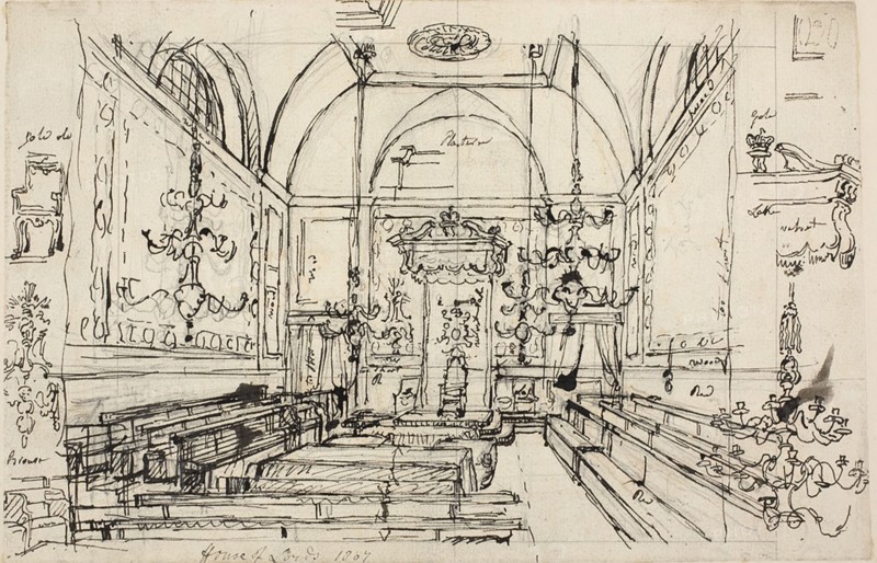 Study for the House of Lords, 1807 (recto); c. 1807 (verso).