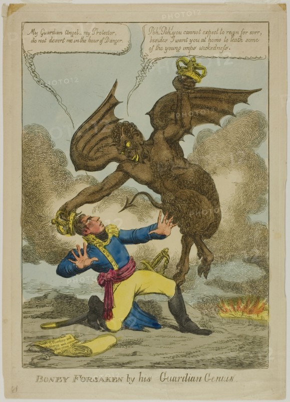 Boney Forsaken by his Guardian Genius, 1814.