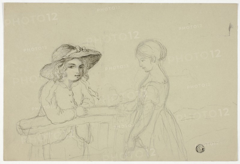 Two Girls at Gate, n.d.