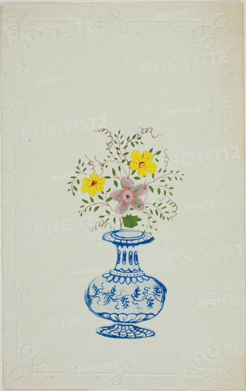 Untitled Valentine (Blue and White Vase with Flowers), c. 1850.