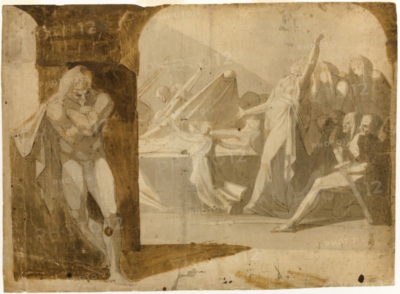 The Duke of Gloucester Lying in Wait for Lady Anne at the Funeral Procession of Her Father-in-law, King Henry VI (recto); Standing Male Nude, Leaning Forward (verso), 1760/67.