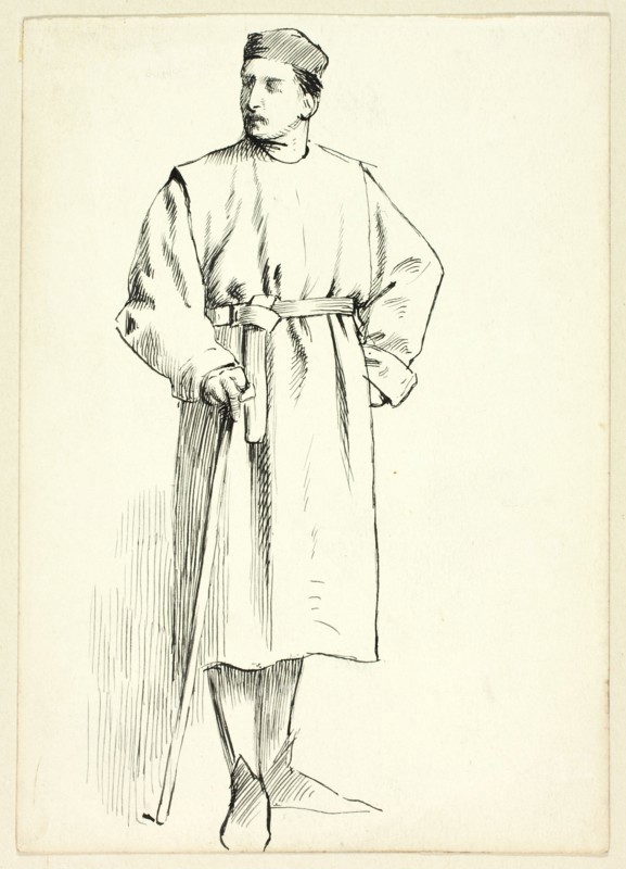 Standing Man Holding Stick, Hand on Hip, n.d.