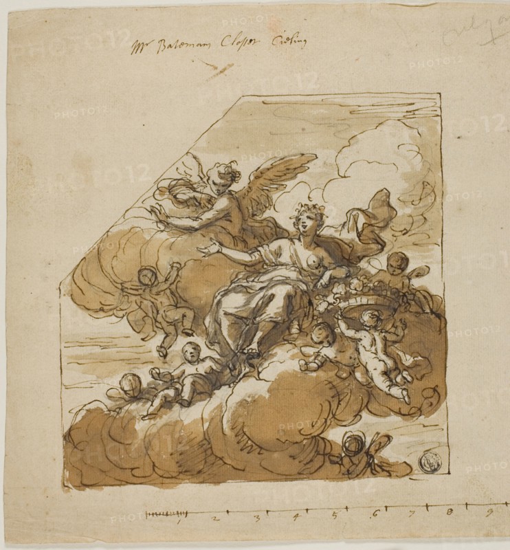 Flora Design for Closet Ceiling (left) and Statue of Apollo Design for Blank Niche (right), for Bateman House, London, c. 1718.