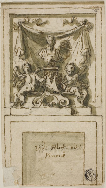 Design for the Overmantel of a Chimneypiece with Bust of Pompilius Numa, n.d.