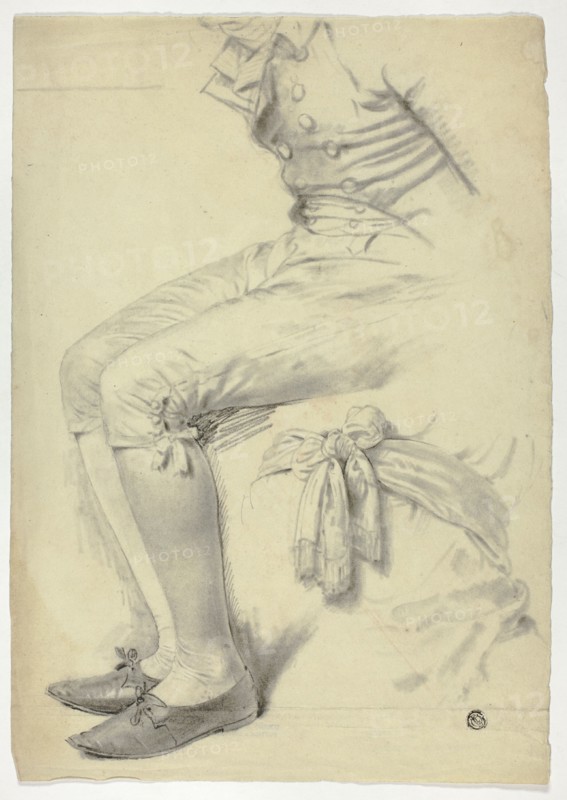 Seated Figure and Sketch of Sash Tied Around Torso, n.d.