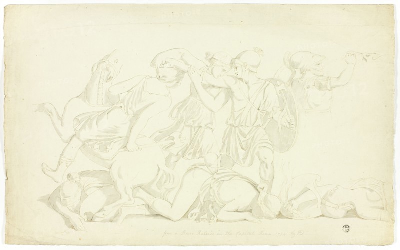 Ancient Bas-Relief with Battle of the Amazons, 1774.