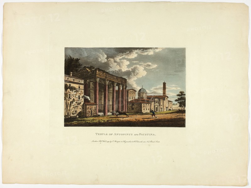 Temple of Antoninus and Faustina, plate thirty-six from the Ruins of Rome, published January 7, 1797.