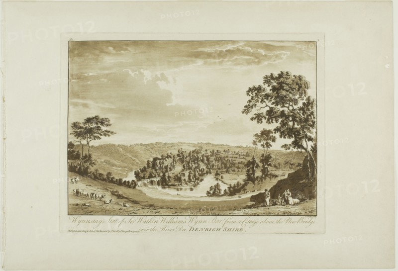 Wynnstay, Seat of Sir Watkin Williams Wynn Bart from a Cottage above the New Bridge over the River Dee, Denbigh Shire, 1776.