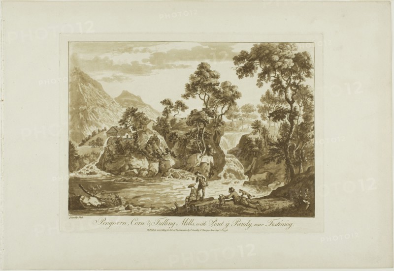 Pengnern Corn and Fulling Mills, with Pont y Pandy, Near Festiniog, 1776.