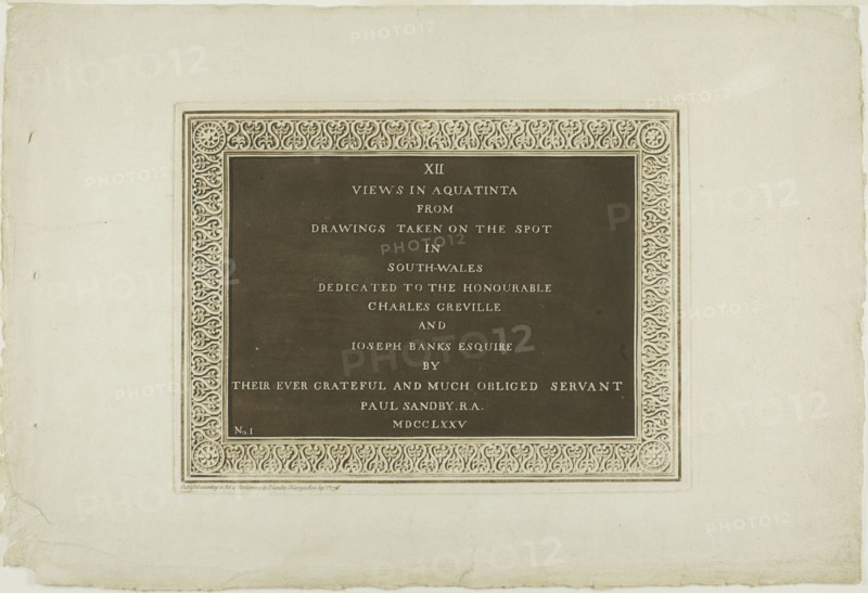 Title Page, from Twelve Views in Aquatinta from Drawings taken on the Spot in South Wales, 1775.