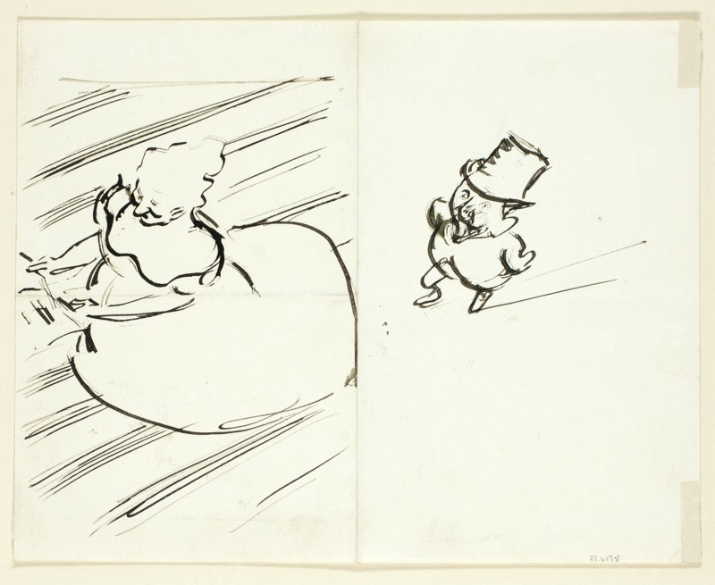 Sketches of Man and Woman Seen from Above, n.d.