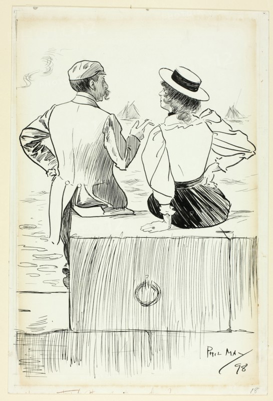 Man and Woman Sitting on Wharf, 1898.