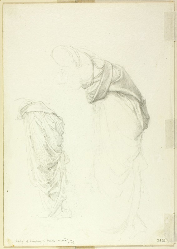 Drapery, two studies for The Mirror of Venus, c. 1873-77.