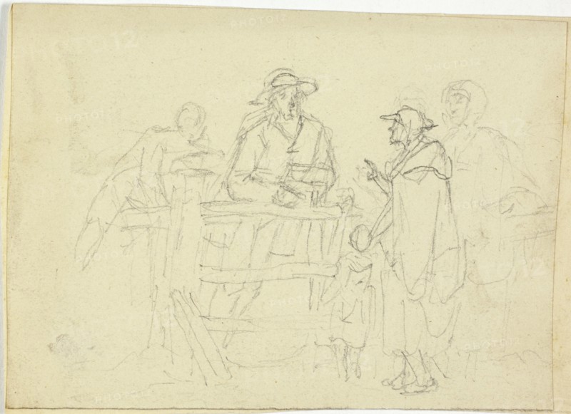 Four Figures at a Fence, n.d.
