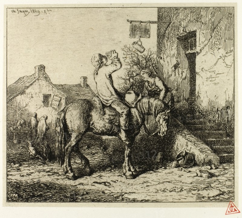 Entrance to an Inn, with Peasant Drinking, 1849.