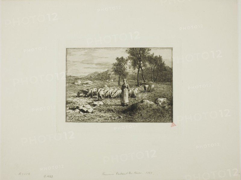 Woman Watching Over a Herd of Pigs, 1868.