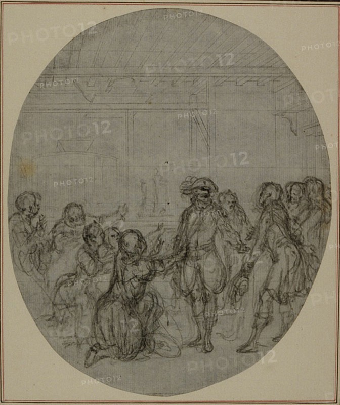 Study for a second edition, never published, of Colle's "La Partie de Chasse de Henri IV", Act III, Scene 13, before 1766.