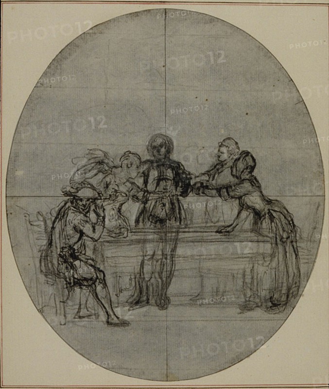 Study for a second edition, never published, of Colle's "La Partie de Chasse de Henri IV", Act III, Scene 10, before 1766.