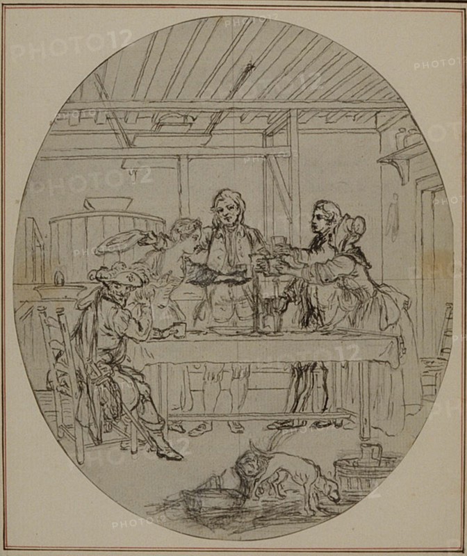 Study for a second edition, never published, of Colle's "La Partie de Chasse de Henri IV", Act III, Scene 10, before 1766.