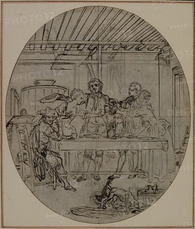 Study for a second edition, never published, of Colle's "La Partie de Chasse de Henri IV", Act III, Scene 10, before 1766.