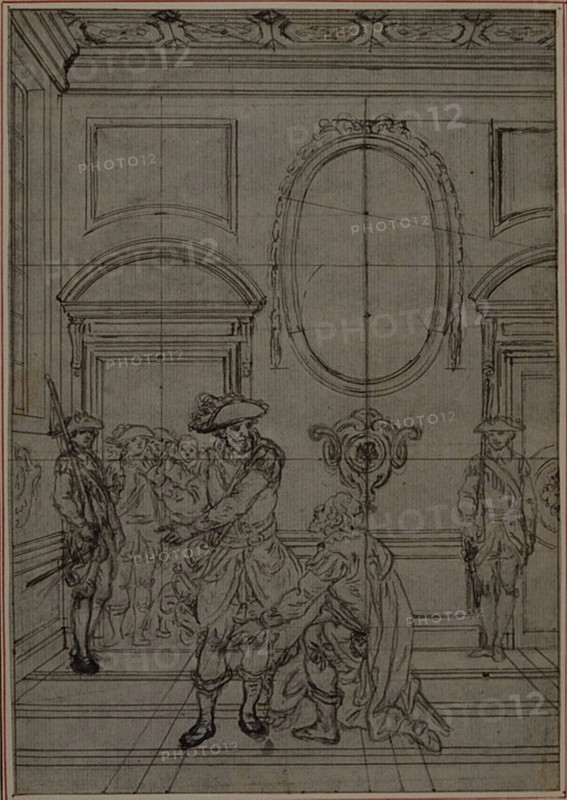 Study for a second edition, never published, of Colle's "La Partie de Chasse de Henri IV", Act I, Scene 6, before 1766.