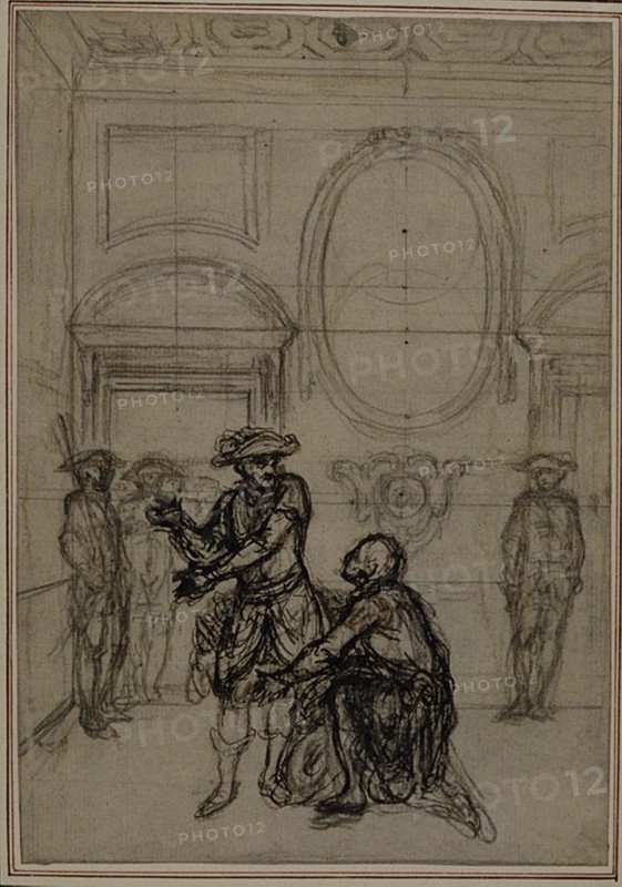 Study for a second edition, never published, of Colle's "La Partie de Chasse de Henri IV", Act I, Scene 6, before 1766.