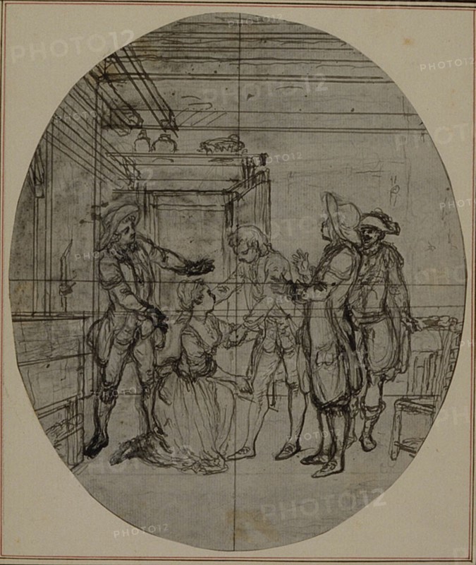 Study for a second edition, never published, of Colle's "La Partie de Chasse de Henri IV", Act III, Scene 11, before 1766.