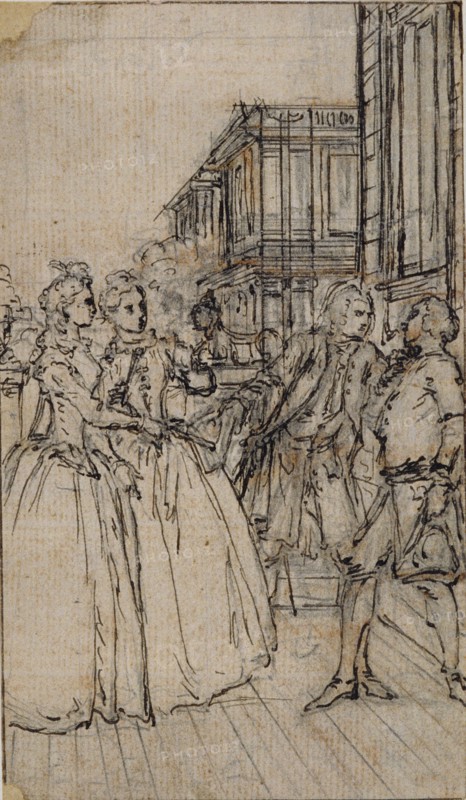 Literary Illustration with Two Ladies and Two Gentlemen in a Street, n.d.