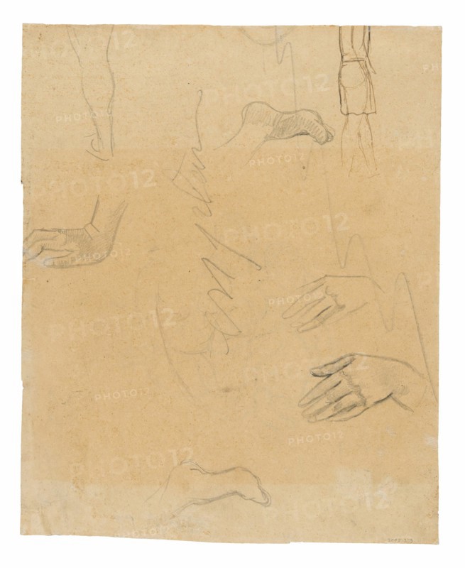 Sketches of Figures, Hands, and Feet (related to the painting Aha oe feii? [What! Are You Jealous?]), 1891/93.