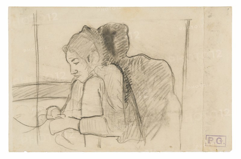 Seated Tahitian Woman (recto), Sketches of Roosters and Chickens (verso), 1891/93.