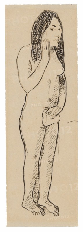 Tahitian Eve (related to the painting Parau ne te varua ino) (recto); Fragment of Inscription (related to Cahier pour Aline) (verso), 1891/93.