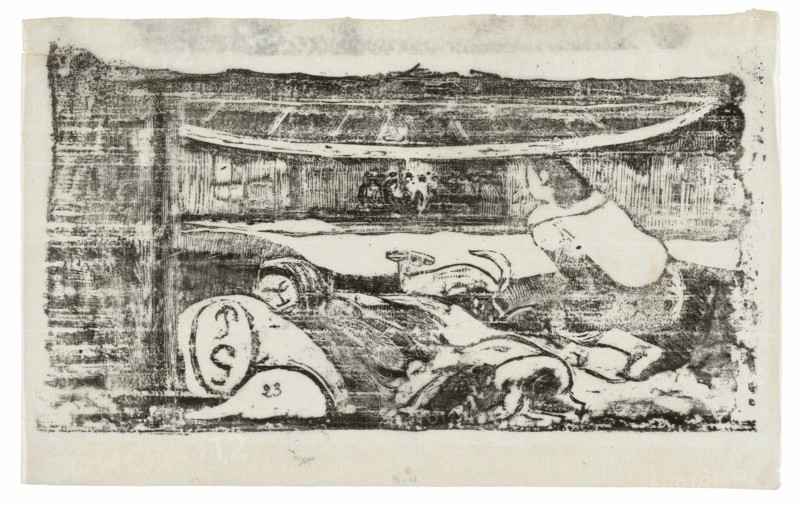 Interior of a Tahitian Hut, from the Suite of Late Wood-Block Prints, 1898/99.