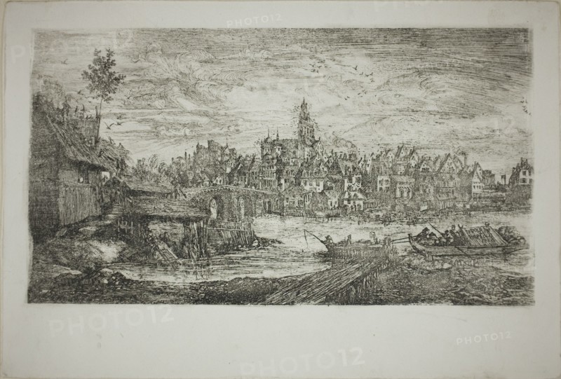City with Stone Bridge, 1865.