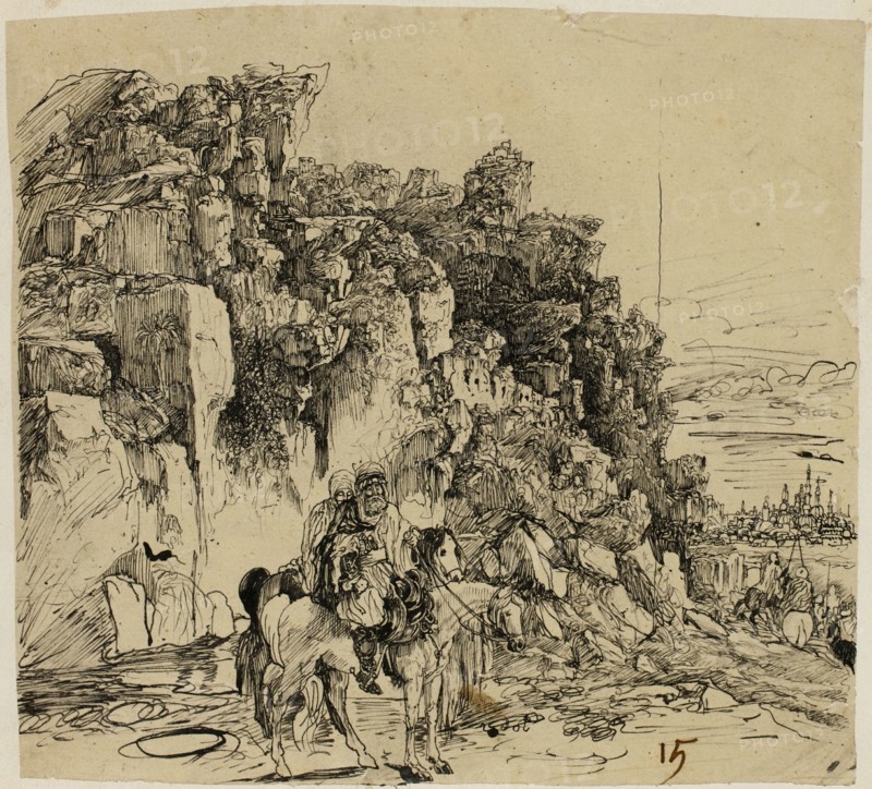 Mountainous Landscape with Horsemen, n.d.