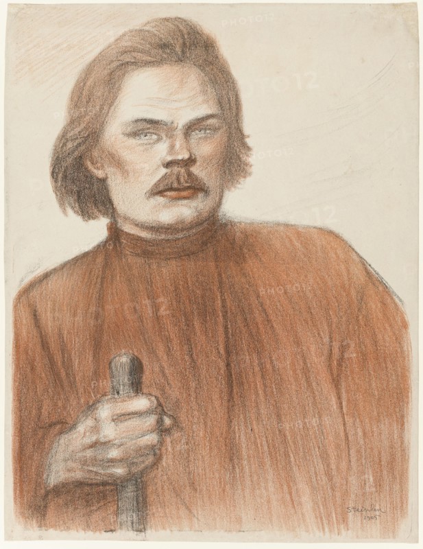 Frontal Portrait from the Waist Up of Maxime Gorki, 1905.