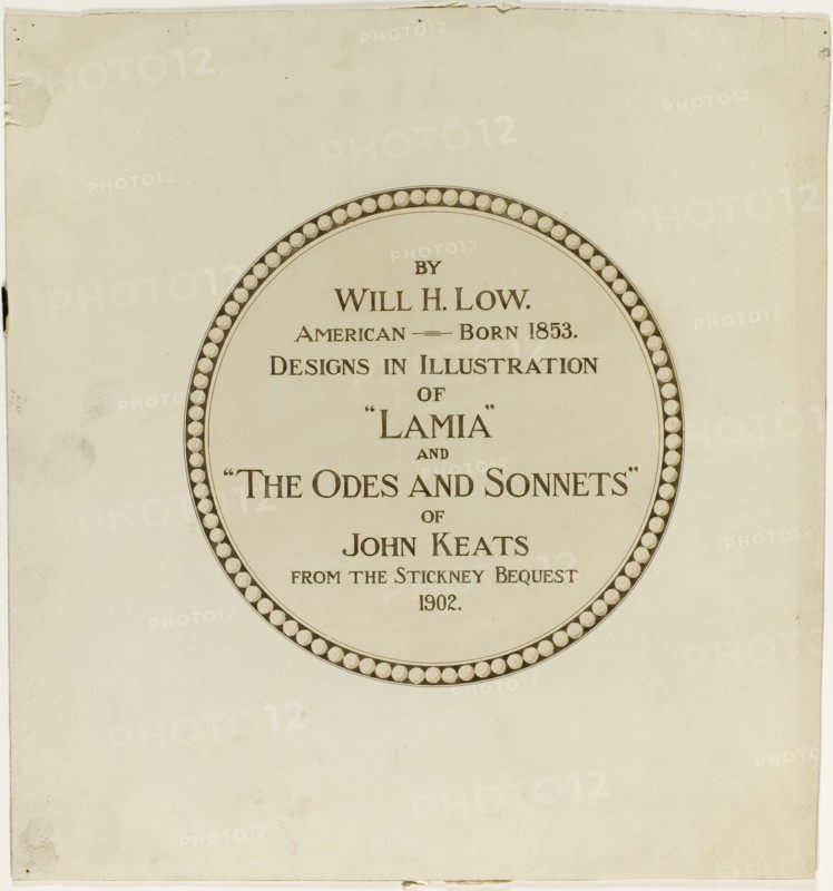 Title Page for the "Odes and Sonnets of John Keats", n.d.