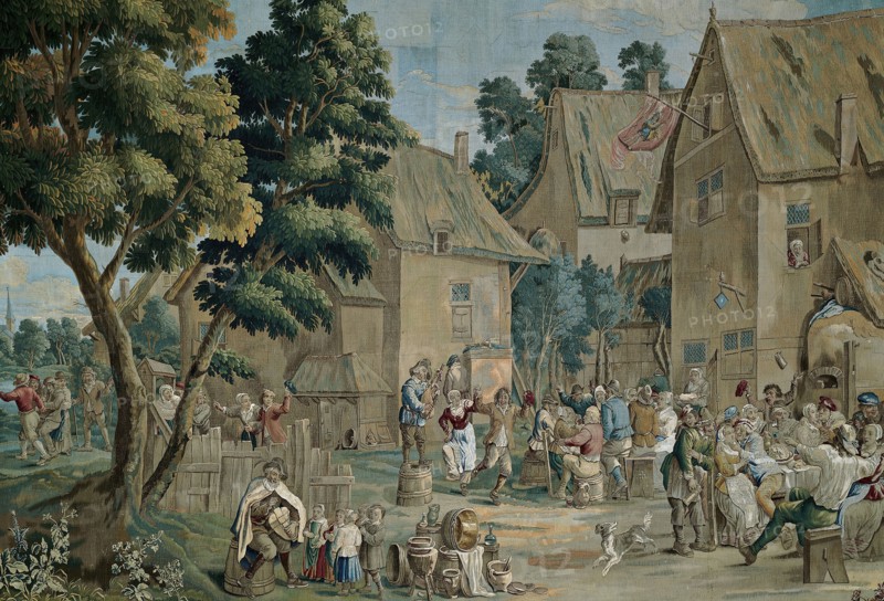 Village Fete (Saint George's Fair), from a Teniers series, Brussels, c. 1710. Woven at the workshop of Gaspard (Jasper) van der Borcht, after a design by David II Teniers. Detail from a larger artwork.