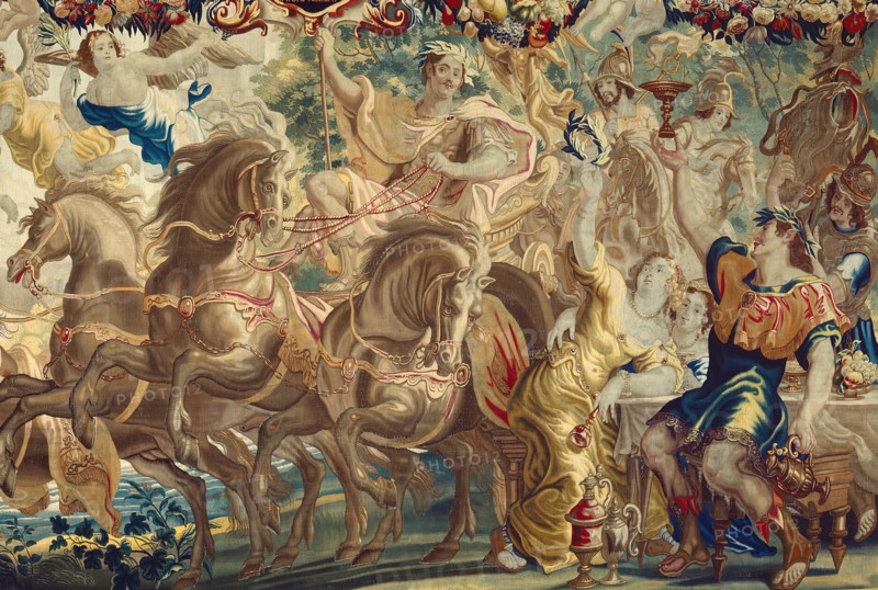 The Triumph of Caesar from The Story of Caesar and Cleopatra, Flanders, c. 1680. Woven at the workshop of Gerard Peemans, after a design by Justus van Egmont. Detail from a larger artwork.