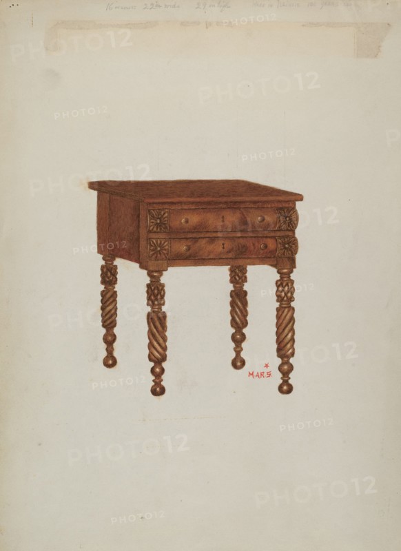 Mahogany Stand with Two Drawers, 1935/1942.