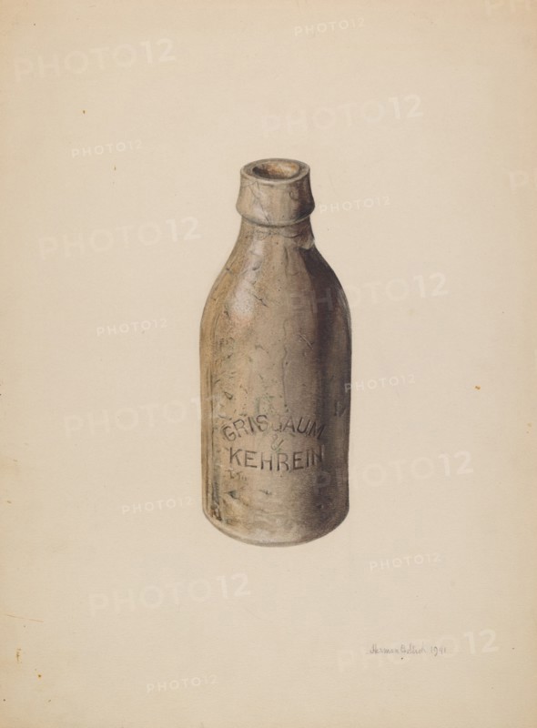 Stoneware Beer Bottle, 1941. (note, Grisbaum & Kehrein on the bottle).