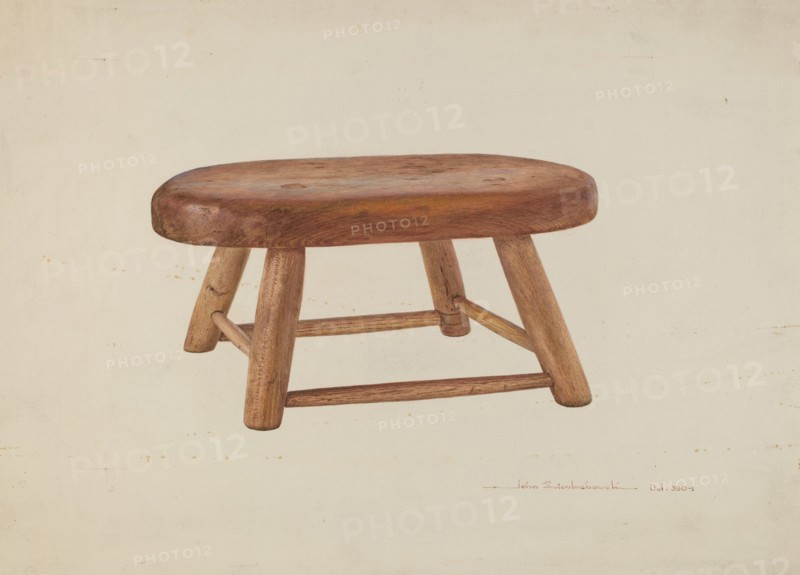 Pennsylvania Dutch Bed Stool, 1935/1942.