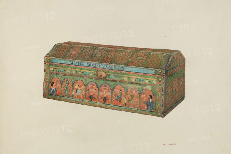 Chest, 1935/1942. (Note: Name Manuel Gonzales Y. AR...).