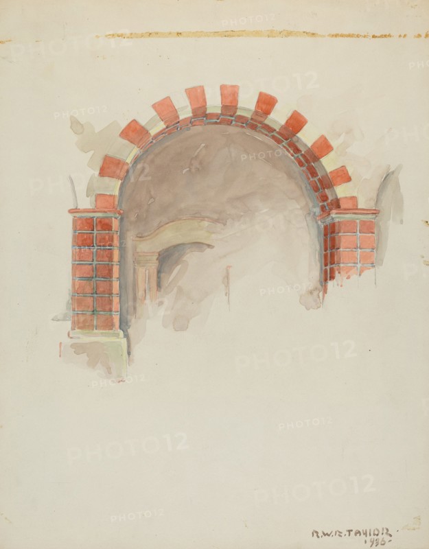 Restoration Drawing: Main Doorway and Arch to Mission House, 1936.