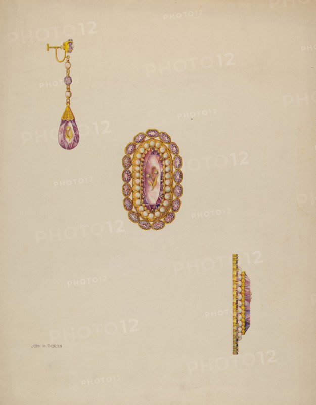 Brooch and Earrings, c. 1936.