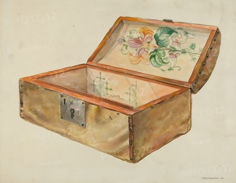 Rawhide Chest, with Lock (Inside View), 1937.