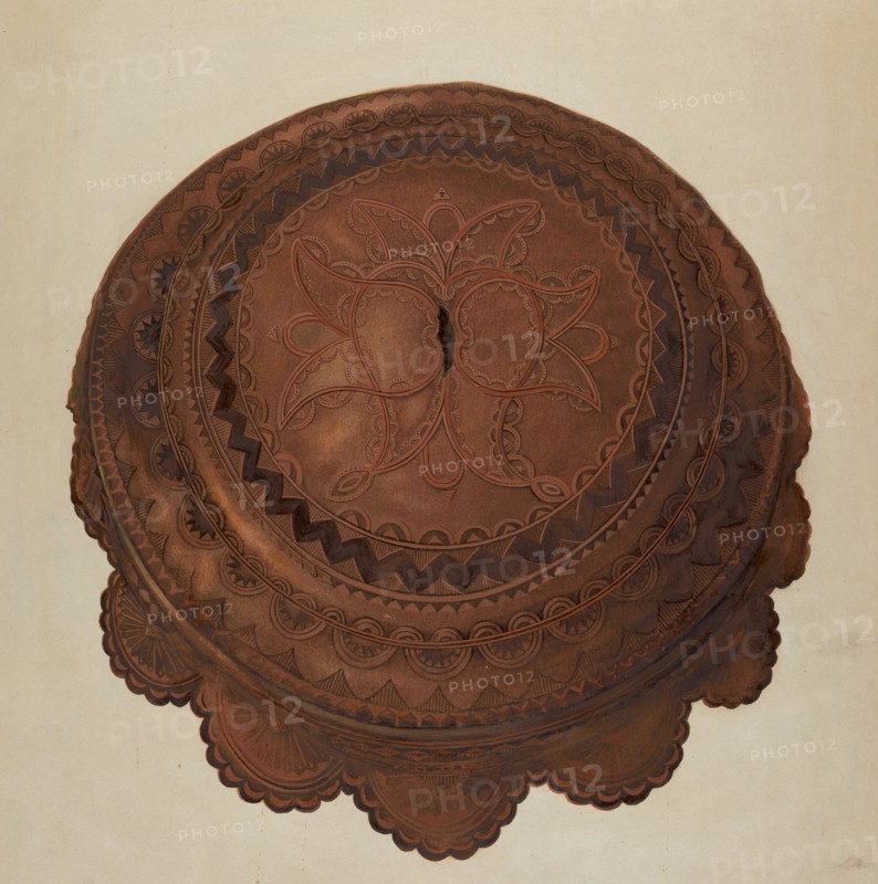 Tooled Leather Cover for Baptismal Font, 1936.
