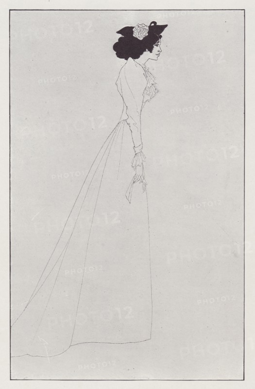 Mrs Patrick Campbell, 1894. Creator: Aubrey Beardsley.